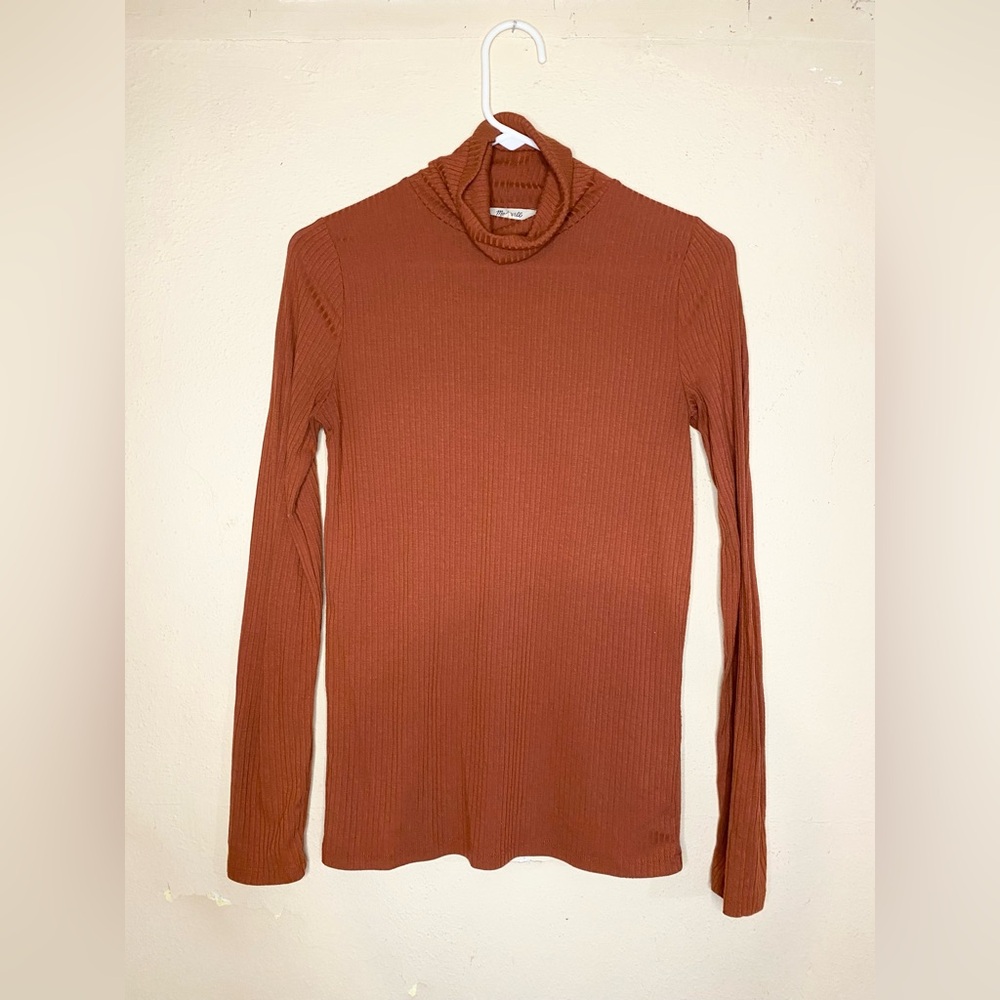 Madewell Lightweight Burnt Orange Turtleneck Top